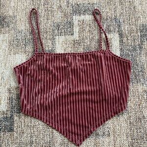 SHEIN Burgundy Striped Crop Top
